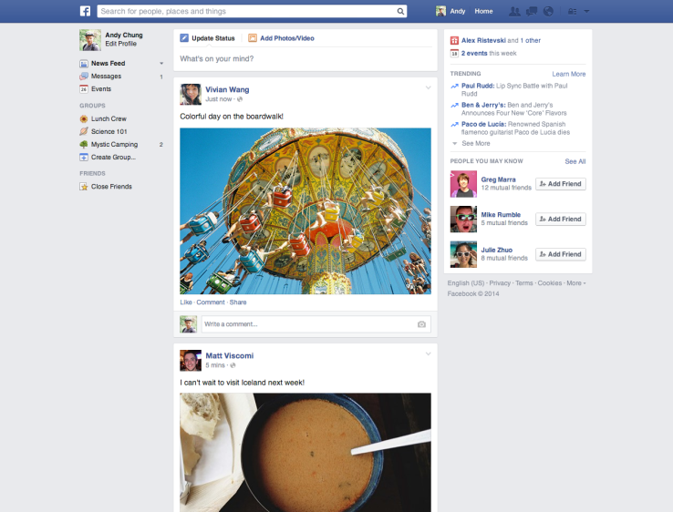Facebook-updated newsfeed