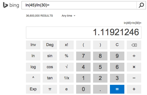 scientific calculator in Bing search results